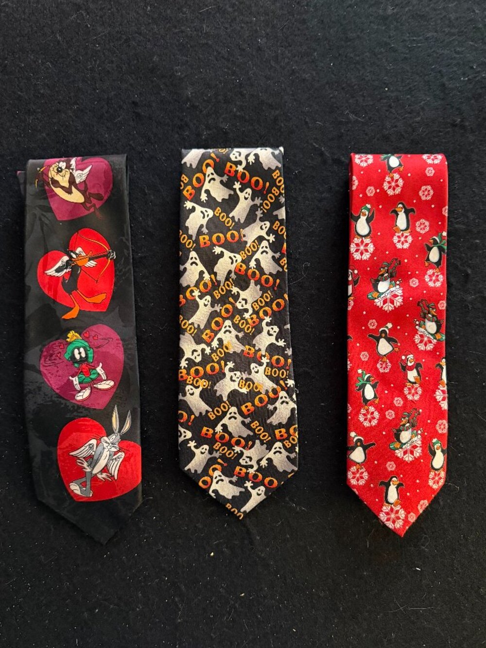 🎄Christmas In July🎄3 Vintage Holiday Ties: Valentines/Halloween/Christmas